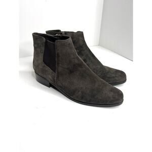 Van Eli Charcoal Suede Low Flat Ankle Booties Womens 8.5 Narrow